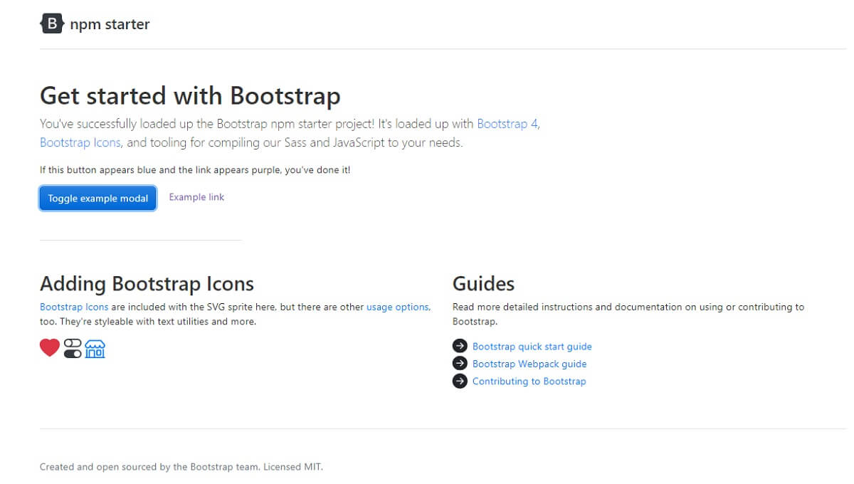 A simple page styled with Bootstrap provided by the official Bootstrap team. 