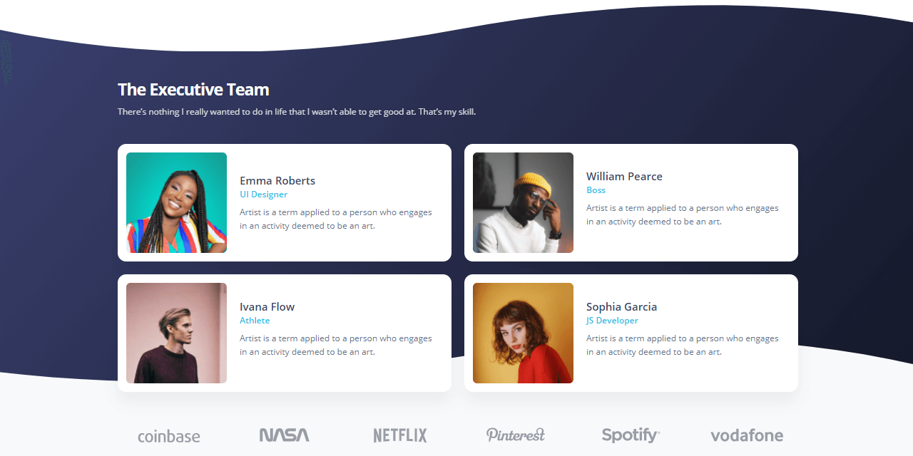 11ty Soft UI Design System - Team Section.