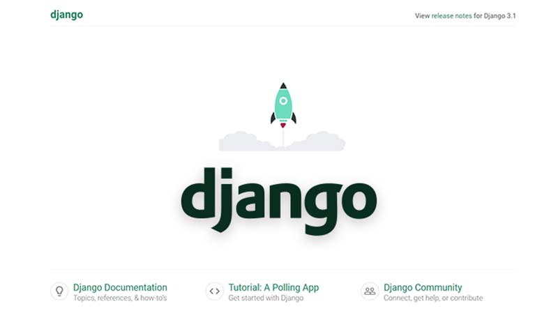 The default page served by Django on first run. 