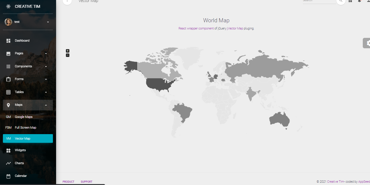 React Node JS Material PRO - Maps Page.