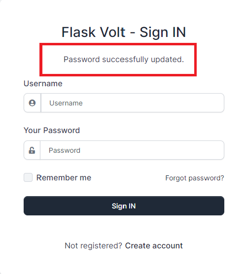 Flask Reset Password - Password Updated.