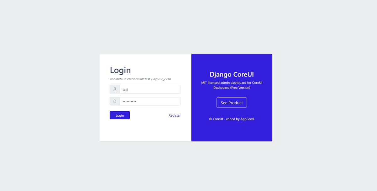 Django CoreUI is an open-source seed project crafted by AppSeed using modern technologies. 