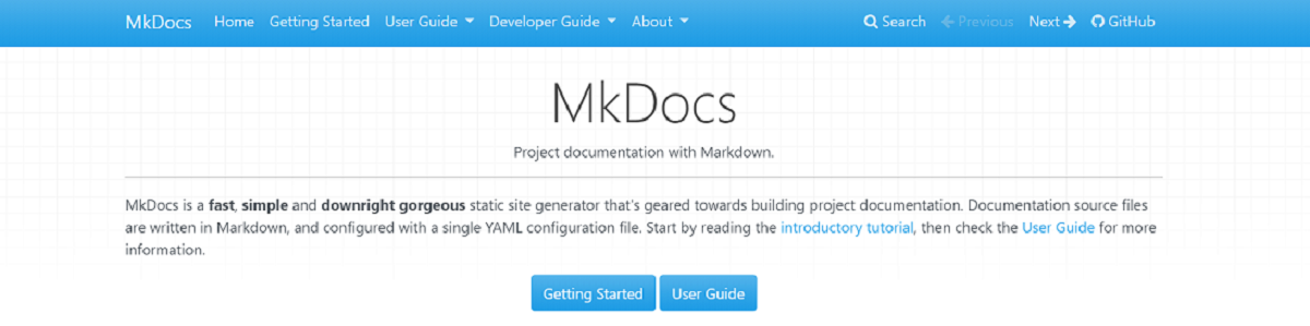 MkDocs - Documentation Generator.