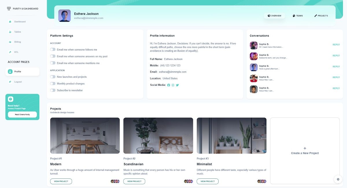 Laravel React Purity - User Profile Page.