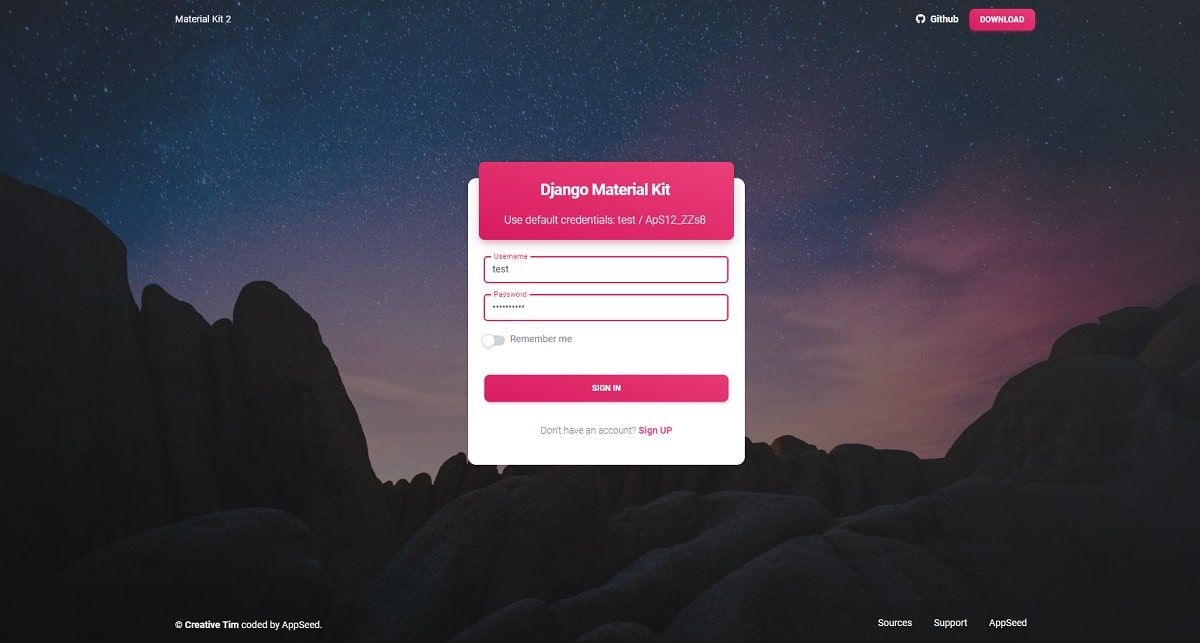 Django Material Kit BS5 - Login page