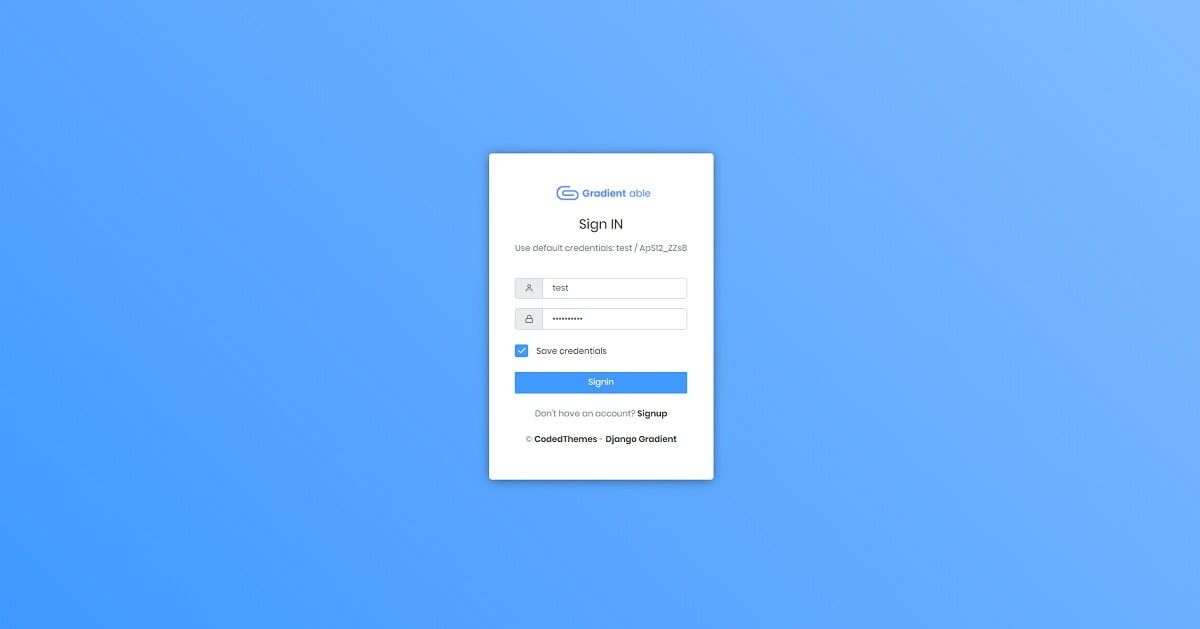 Django Gradient Able - Login Page.