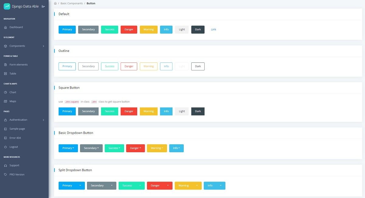 Django Datta Able - UI Buttons.