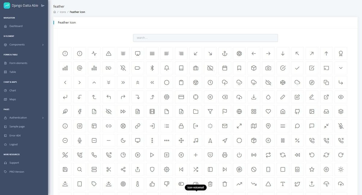 Django Datta Able - UI Icons.
