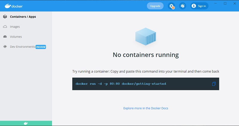 Docker Desktop UI.