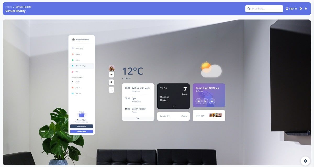 Argon Dashboard 2 - VR Page