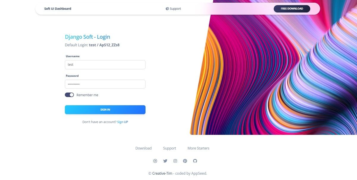 Django Soft UI Dashboard (Open-Source) - Login Page
