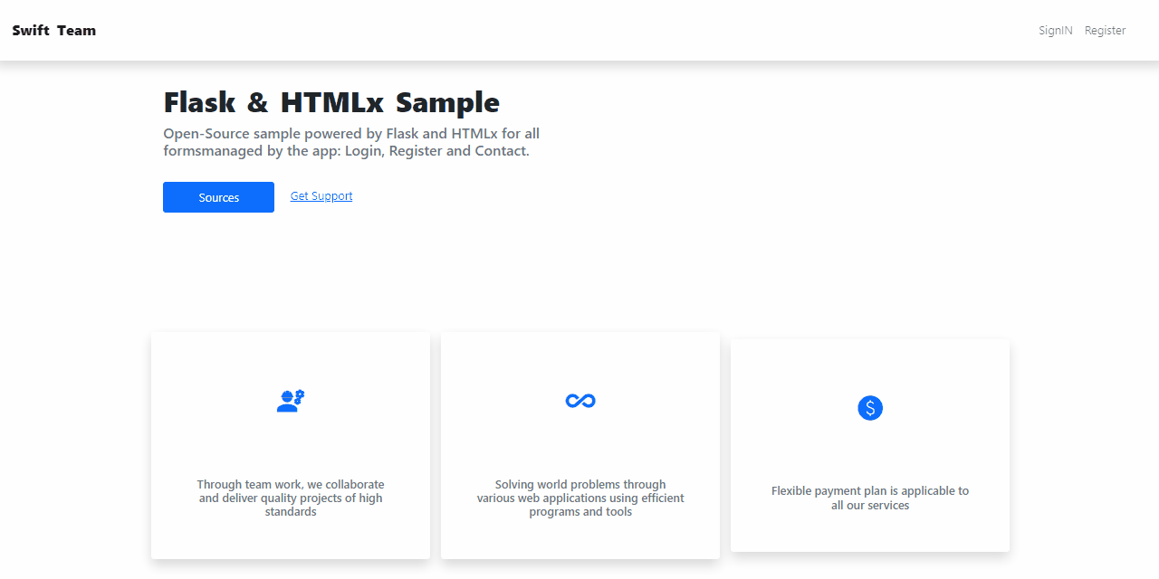Flask & HTMLx (Open-Source Sample) - GIF animated presentation 