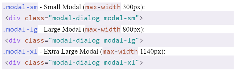 Bootstrap for Beginners -  Modals Size