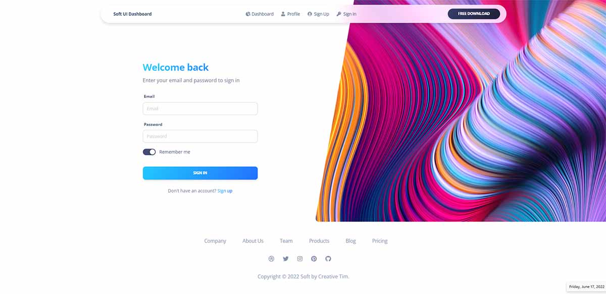 Soft UI Dashboard Tailwind - Sign IN Page (open-source product)