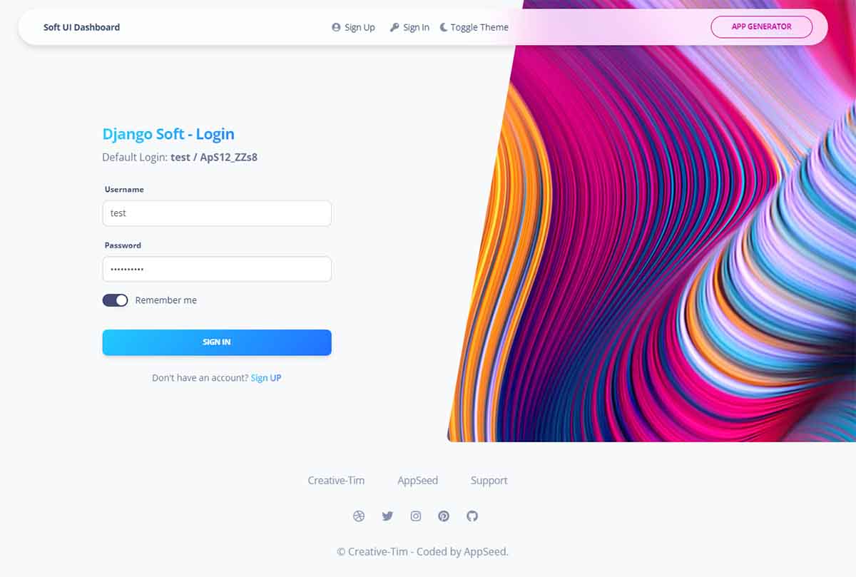 Django Soft UI Dashboard - Login Page (open-source) 