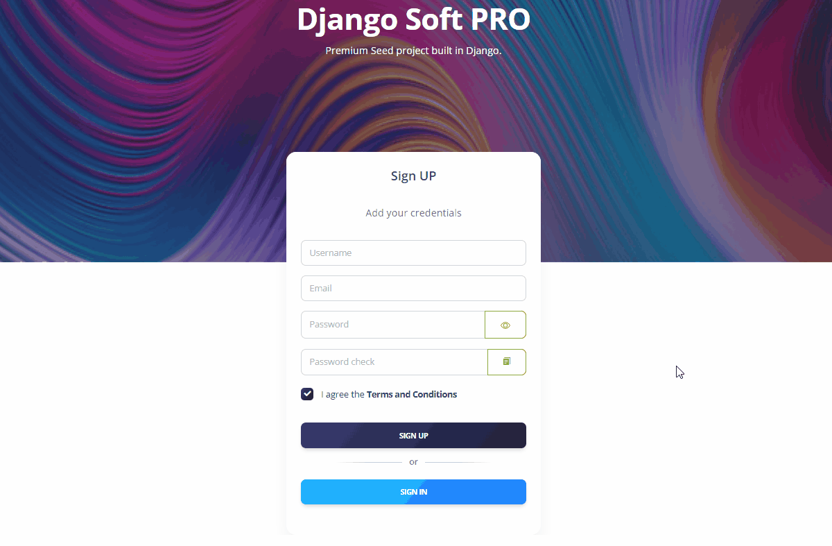 Django Soft Dashboard PRO - Improved Registration
