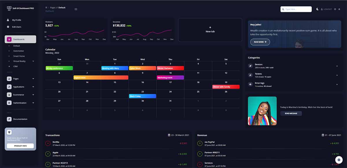 Django Soft Dashboard PRO - Dark-Mode (persistent)