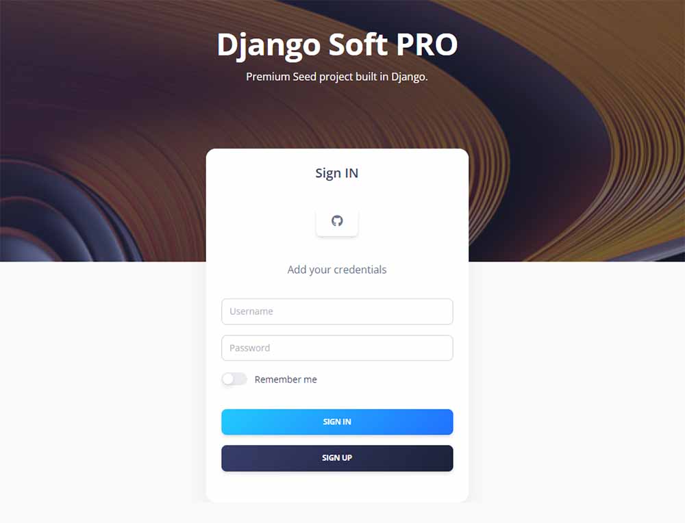 Django Soft Dashboard PRO - Sign IN Card