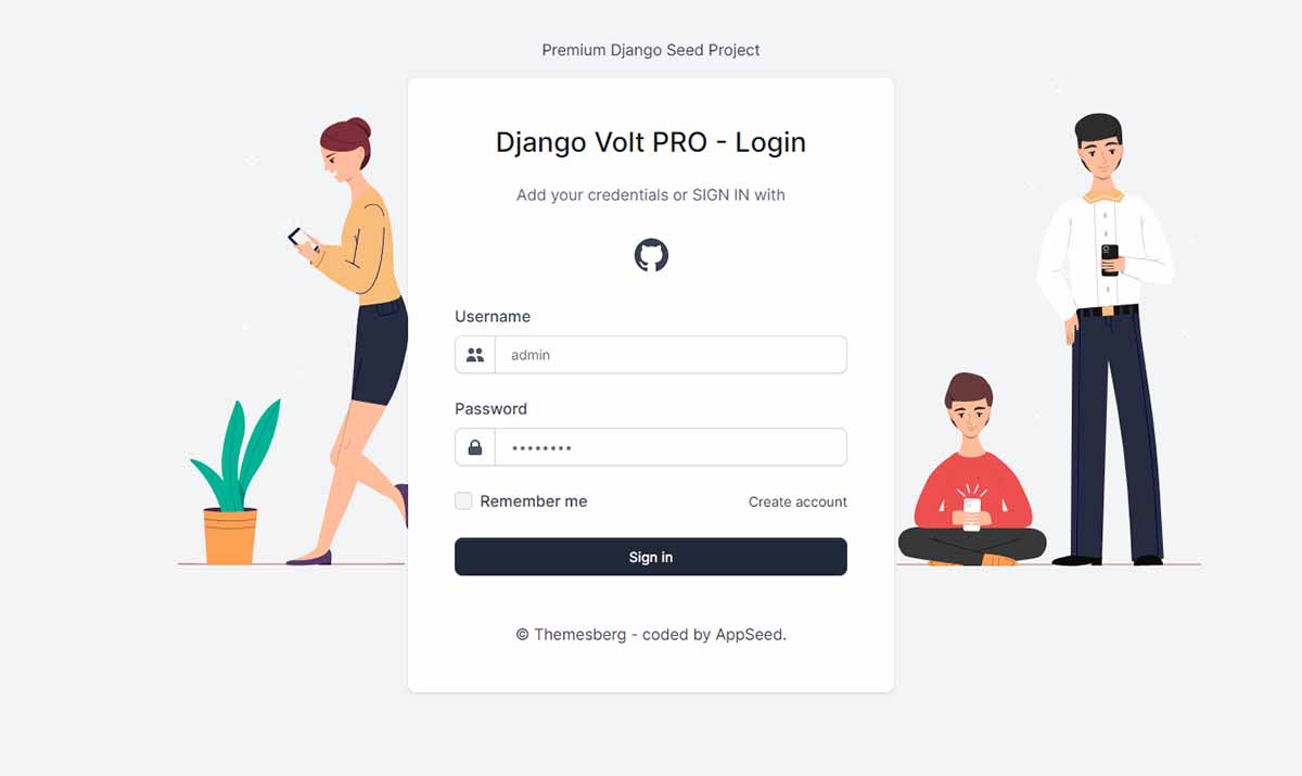 Django Volt PRO - Github OAuth Control (premium starter).
