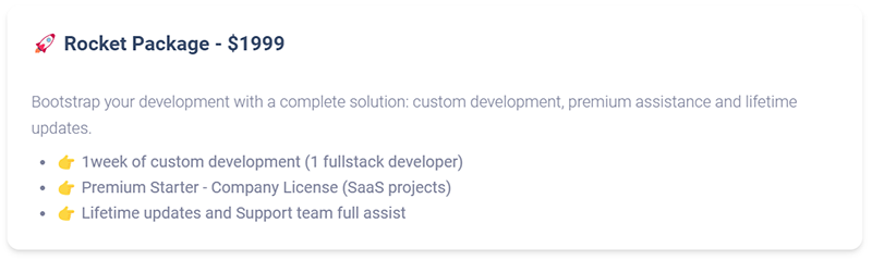 Rocket Package (custom development) - AppSeed