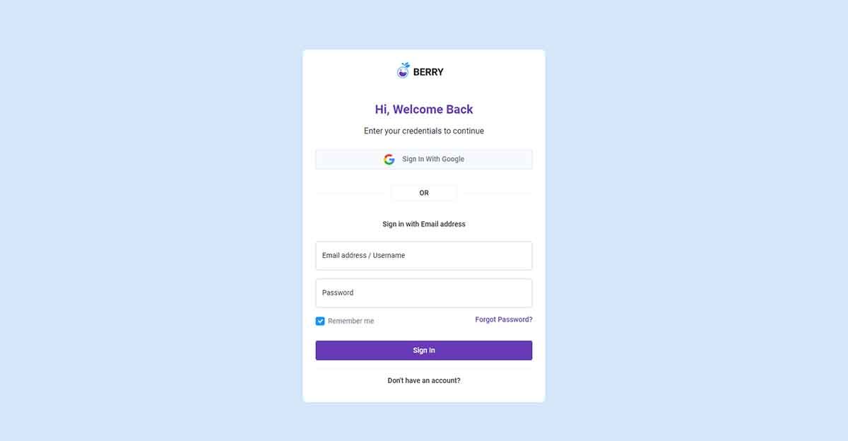 Berry Bootstrap 5 - SignIN Page