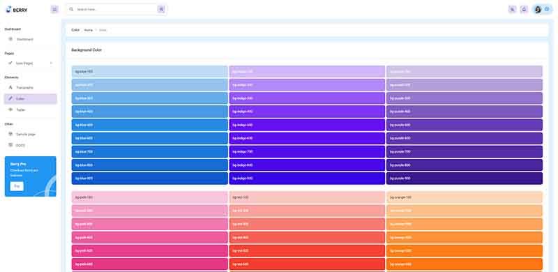 Django Berry Bootstrap 5 - UI Colors Page (crafted by AppSeed)