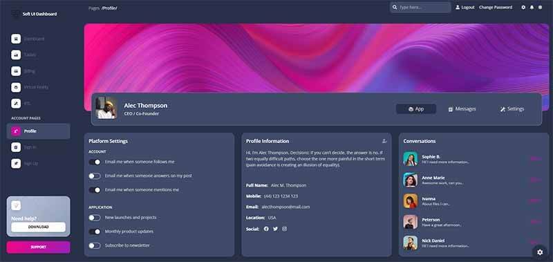 Django Soft Dashboard - Profile Page (free starter)