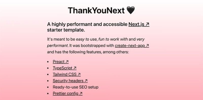 ThankYouNext - Open-Source Next.JS Starter