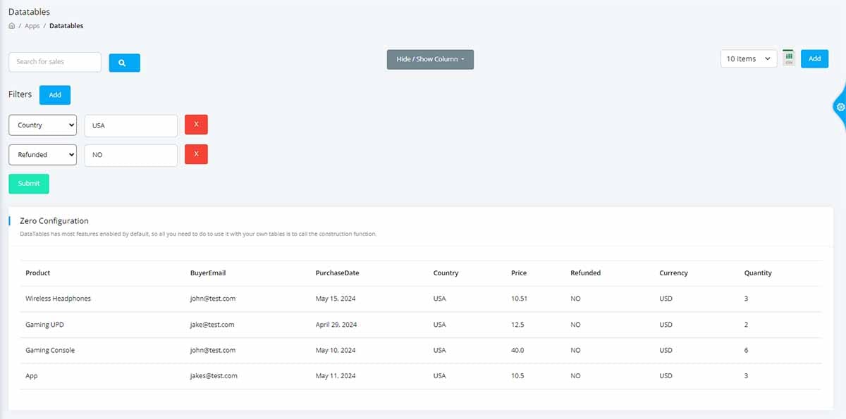 Django Datta PRO - DataTable View (premium starter), crafted by AppSeed