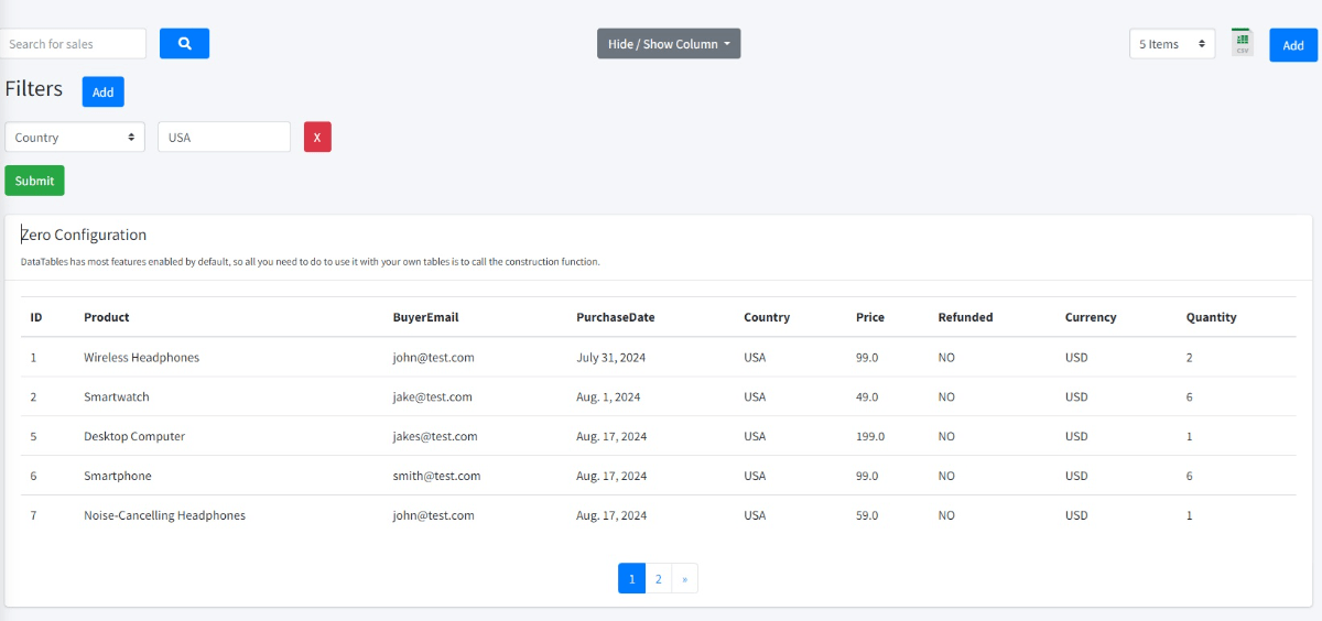 AdminLTE - Server-Side Pagination with Django, crafted by AppSeed.