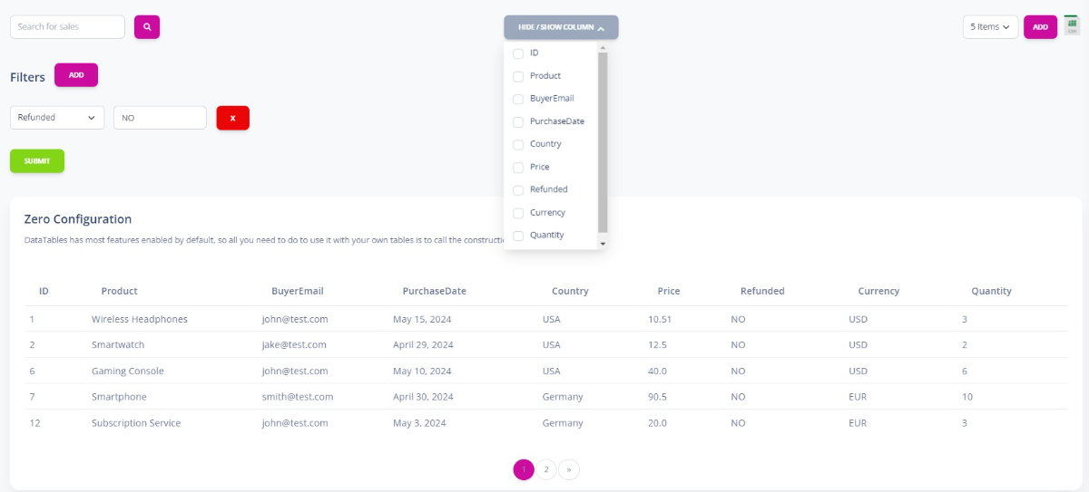 Django Soft PRO - Improved DataTables (search, filters, export)