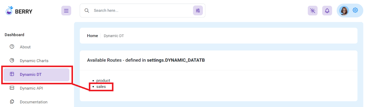 Dynamic DataTable - Index Page (all models listed), crafted by AppSeed.