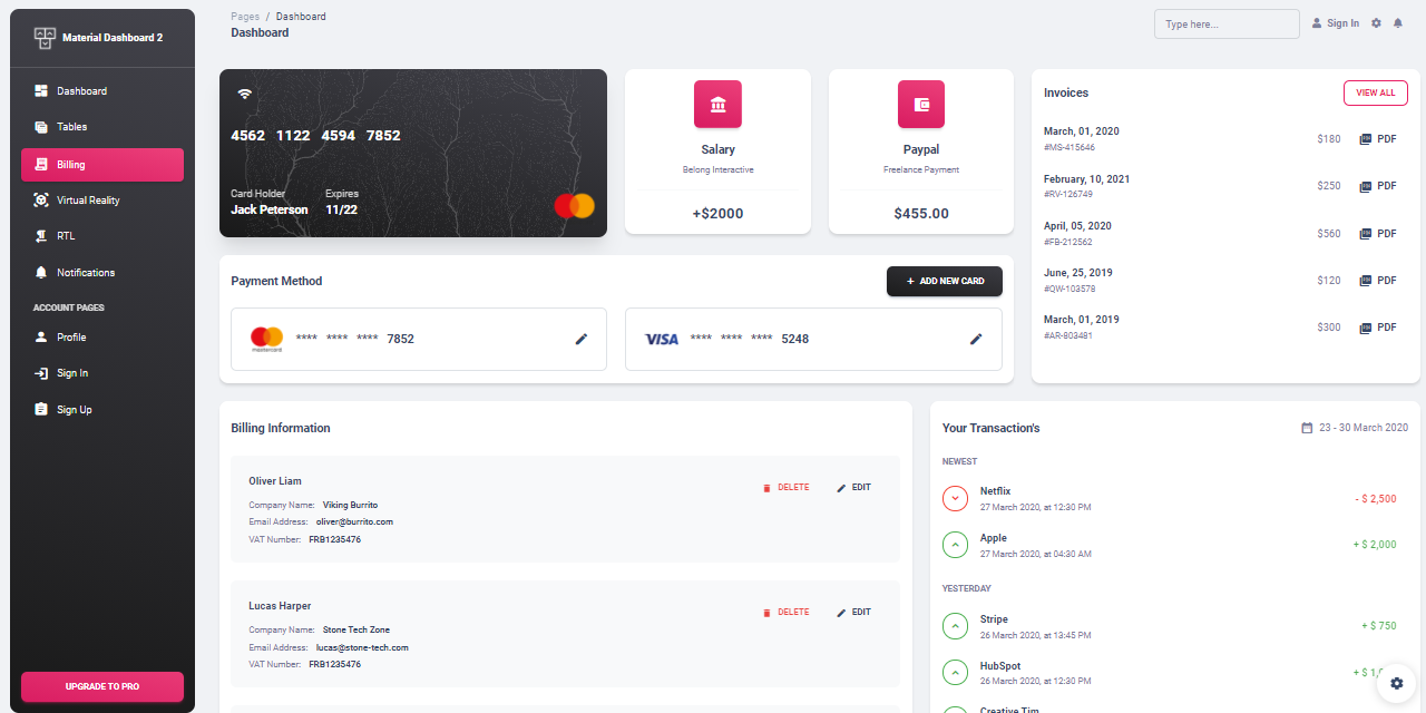 Bootstrap 5 Material Dashboard - Free Resources