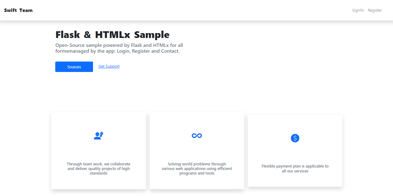 Flask & HTMLx - Open-Source Sample