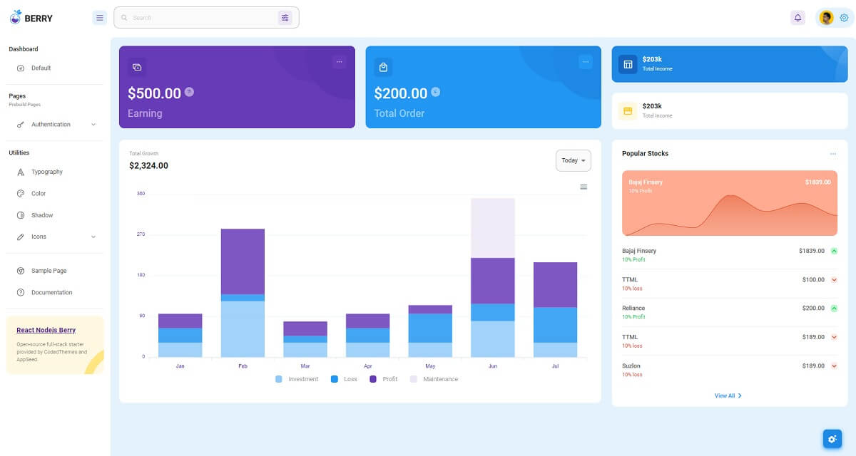 React Node JS - Berry Dashboard