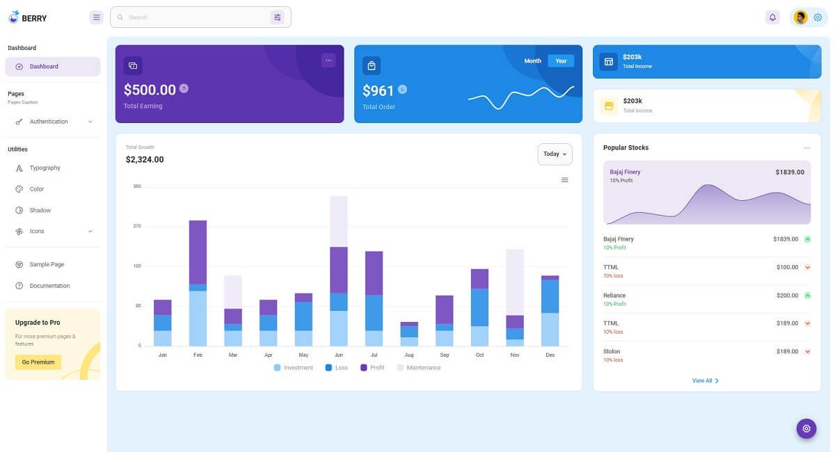 React Berry Dashboard - Full-stack version.