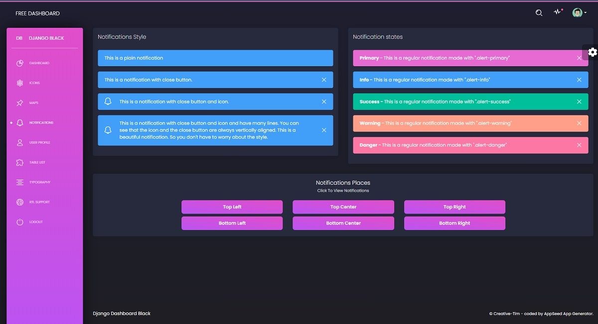 Django Black Dashboard - Open-Source Starter